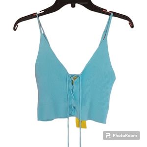 Daisy Criss Cross Blue Cropped